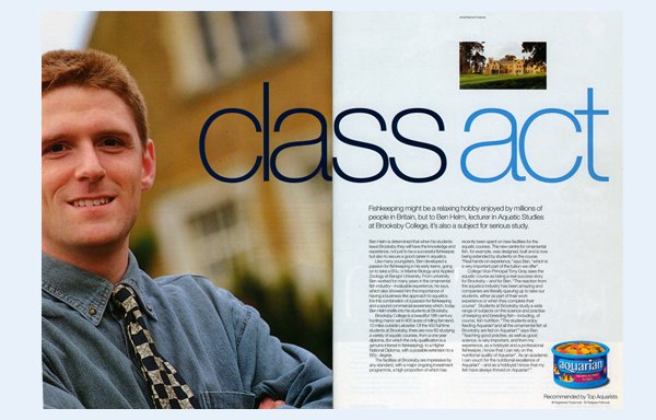 Ben Helm, lecturer in Aquatic Studies, smiling while lecturing at Brooksby College.